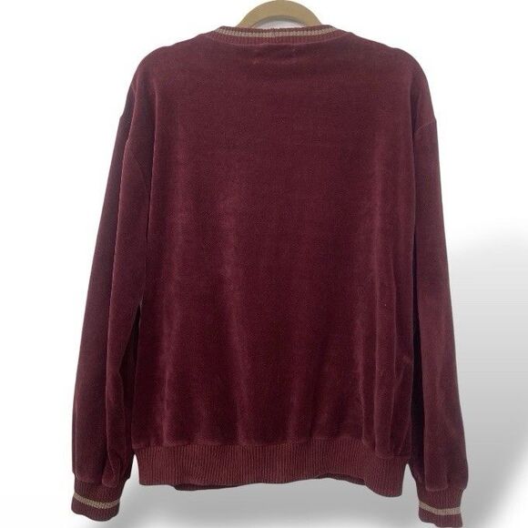 Christian Dior Men Velour Sweatshirt Pullover Size L Burgundy Beige Vintage 90s - Picture 3 of 5